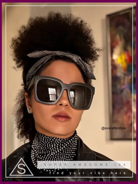 Oversized Horned Rim Sunglasses, Boyfriend Style, Plastic main image 4